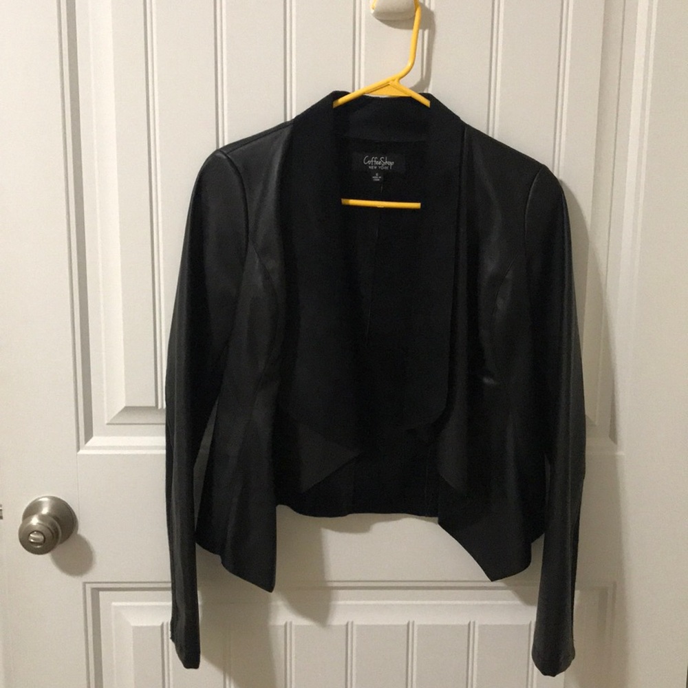 Black soft leather blazer